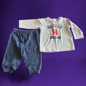 Tommy Hilfiger 2 Piece Outfit 6/9M Long Sleeve Streetwear Preppy Academia Jogger